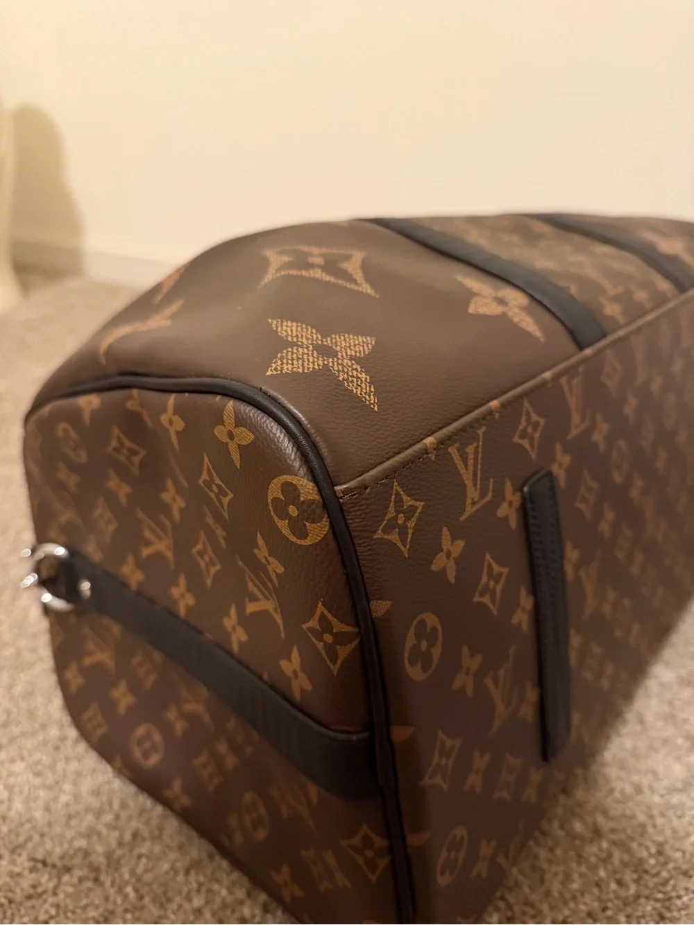 COPY - Louis Vuitton Brown Monogram Canvas & Black Trim Duffel